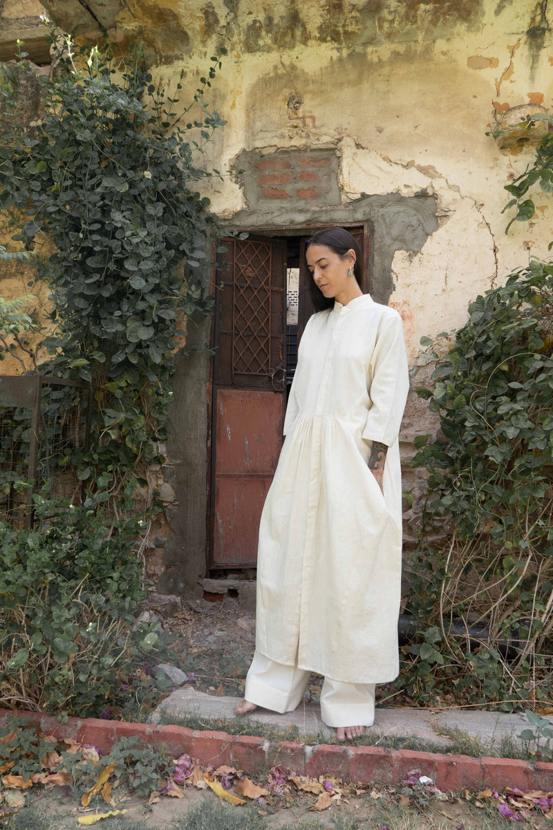 Bright Organic Hand-Woven Khadi Mandarin Dress