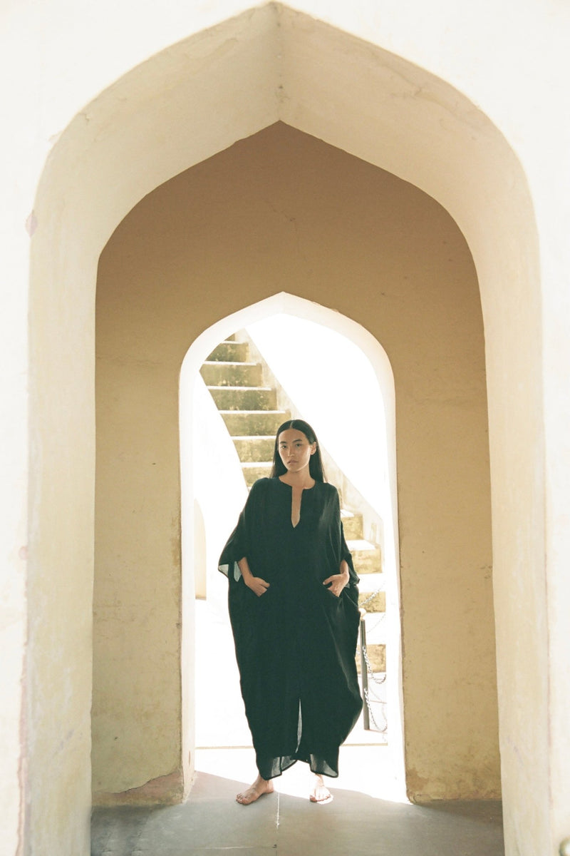 Dark Moon Sanctuary Peace Silk Kaftan - YEVA WORLD