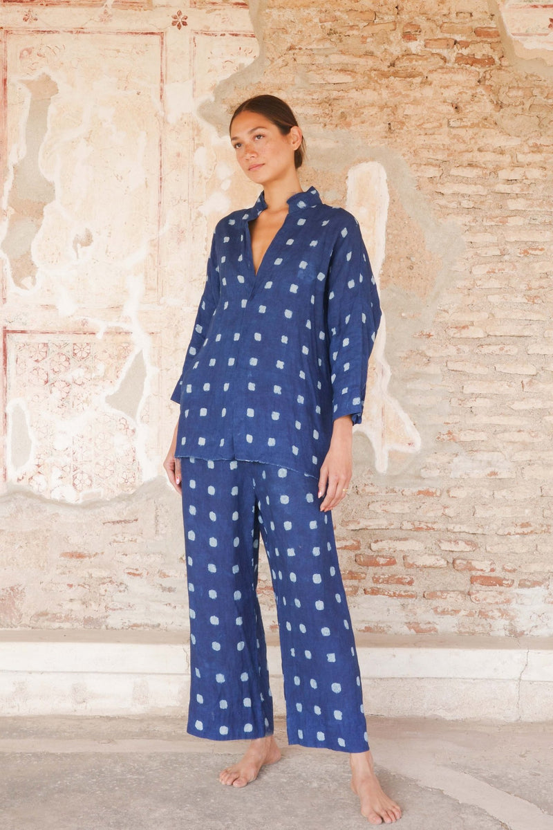 Indigo Mud - Print Linen Set - YEVA WORLD