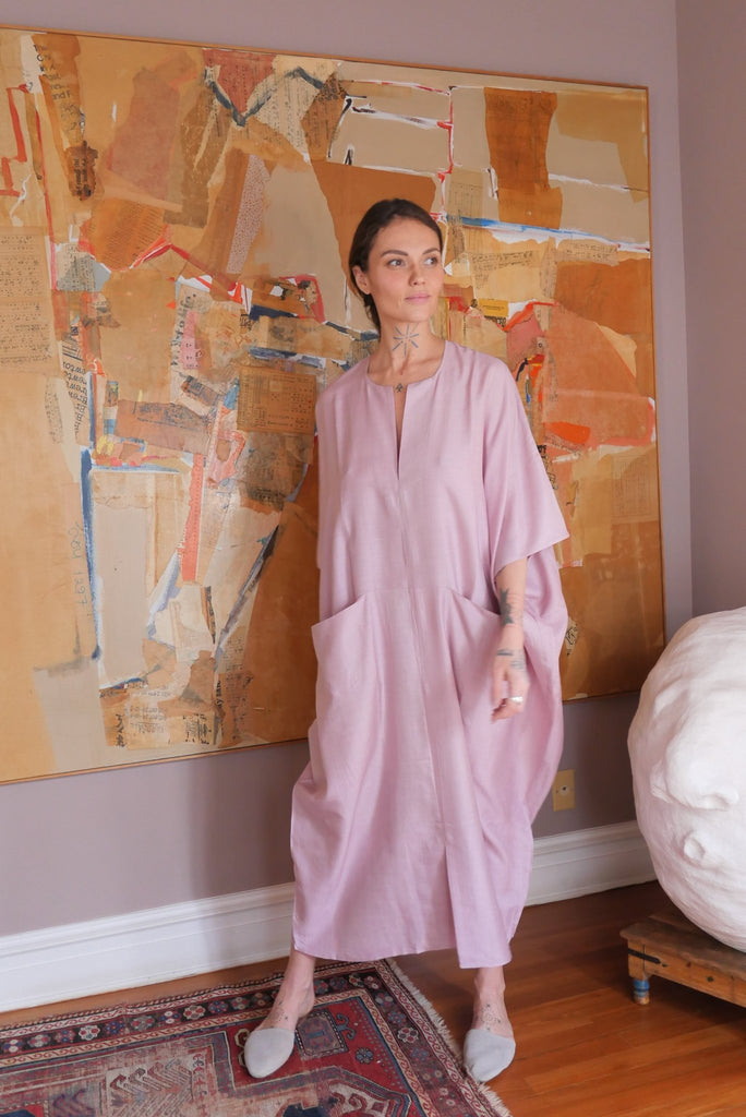 Mauve Peace Silk Sanctuary Kaftan - YEVA WORLD