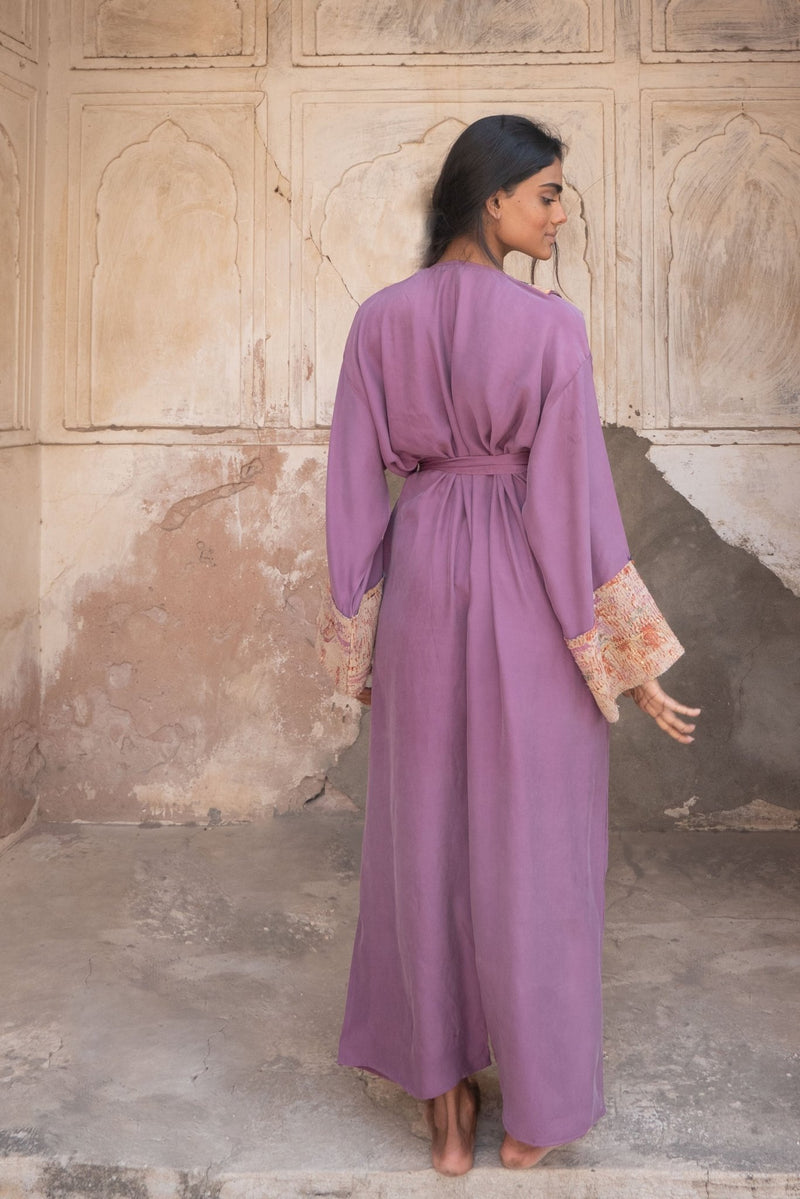 Vintage Embroidery Stone - Washed Silk Peace Kaftan - YEVA WORLD