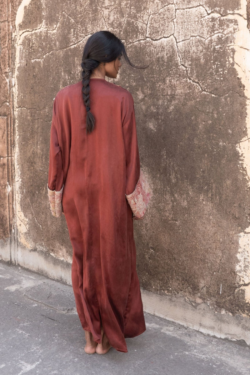 Vintage Embroidery Stone - Washed Silk Peace Kaftan - YEVA WORLD