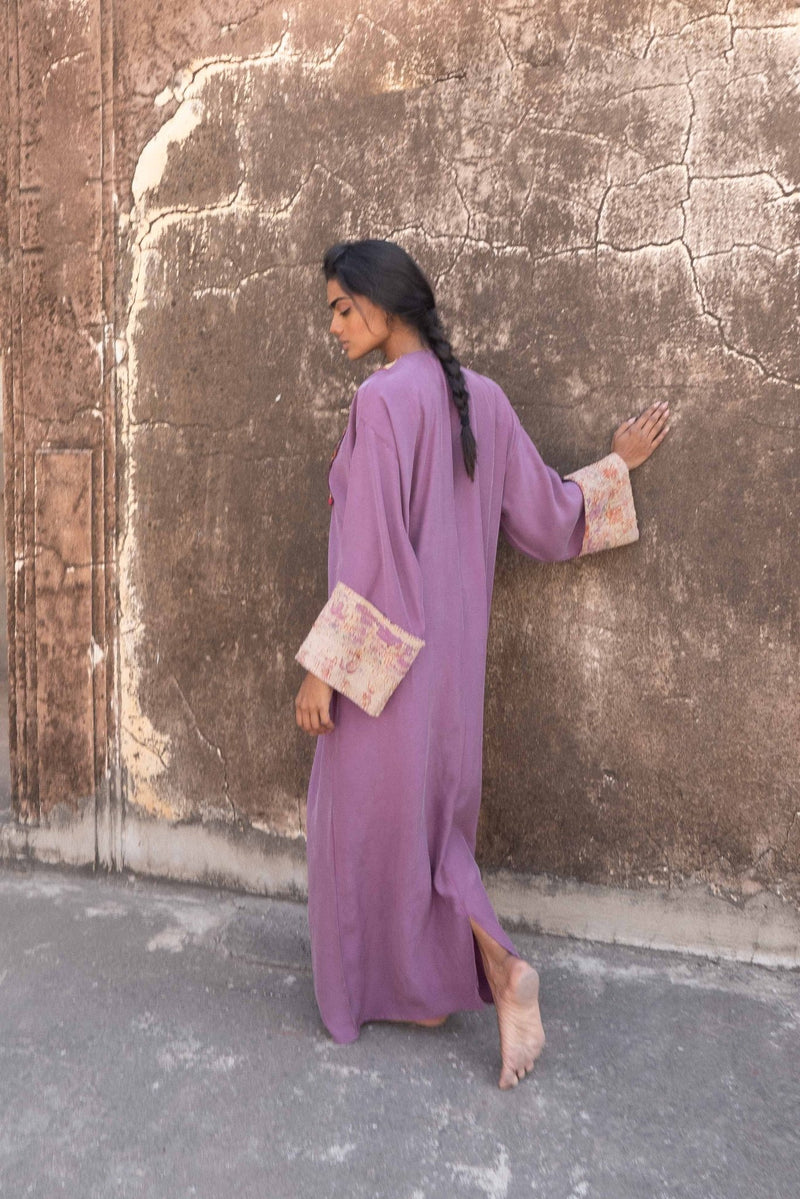 Vintage Embroidery Stone - Washed Silk Peace Kaftan - YEVA WORLD