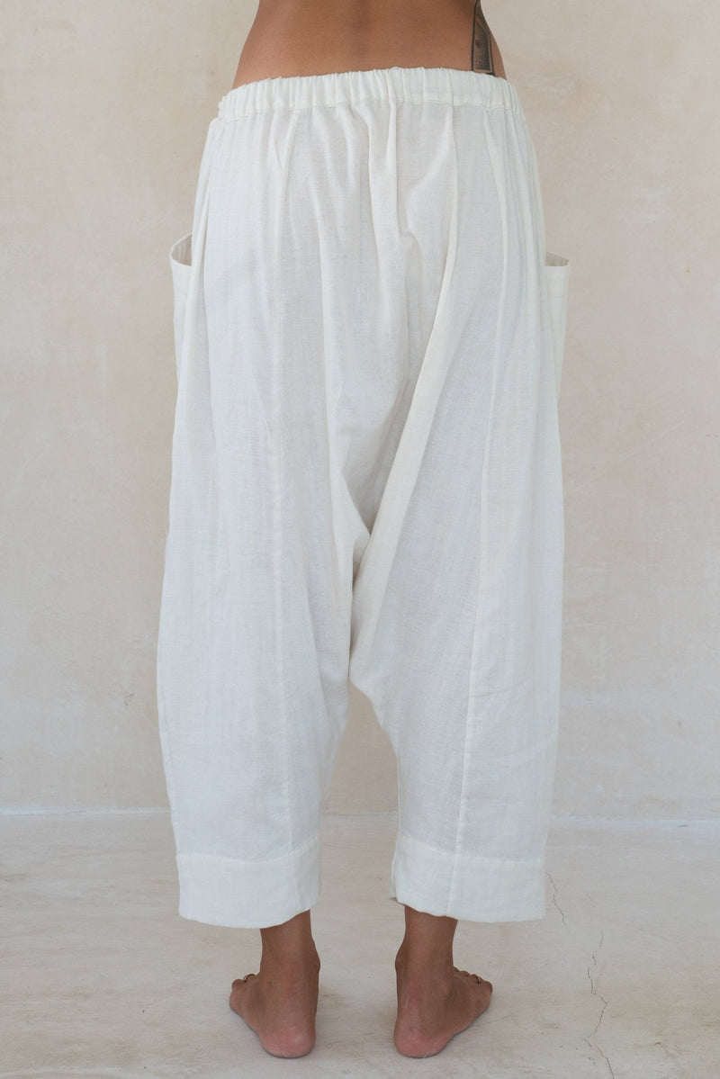 White Mandarin Pants - YEVA WORLD