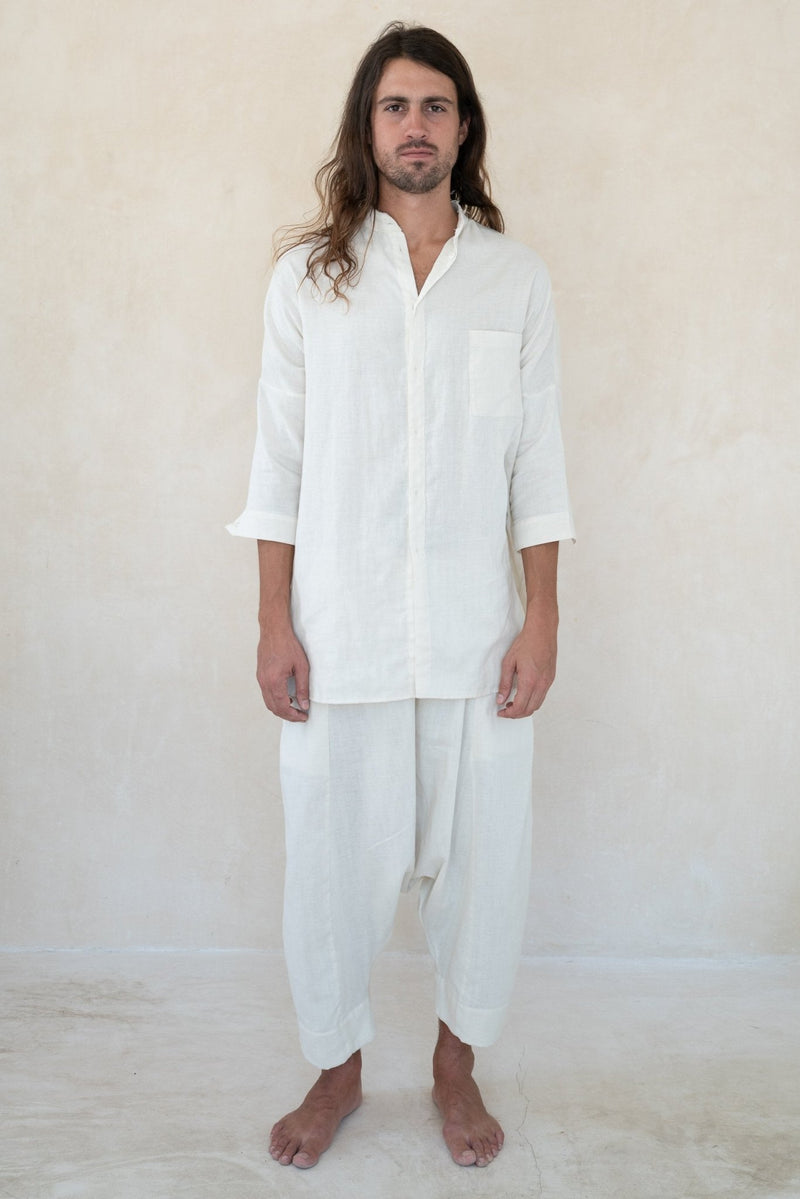 White Mandarin Pants - YEVA WORLD