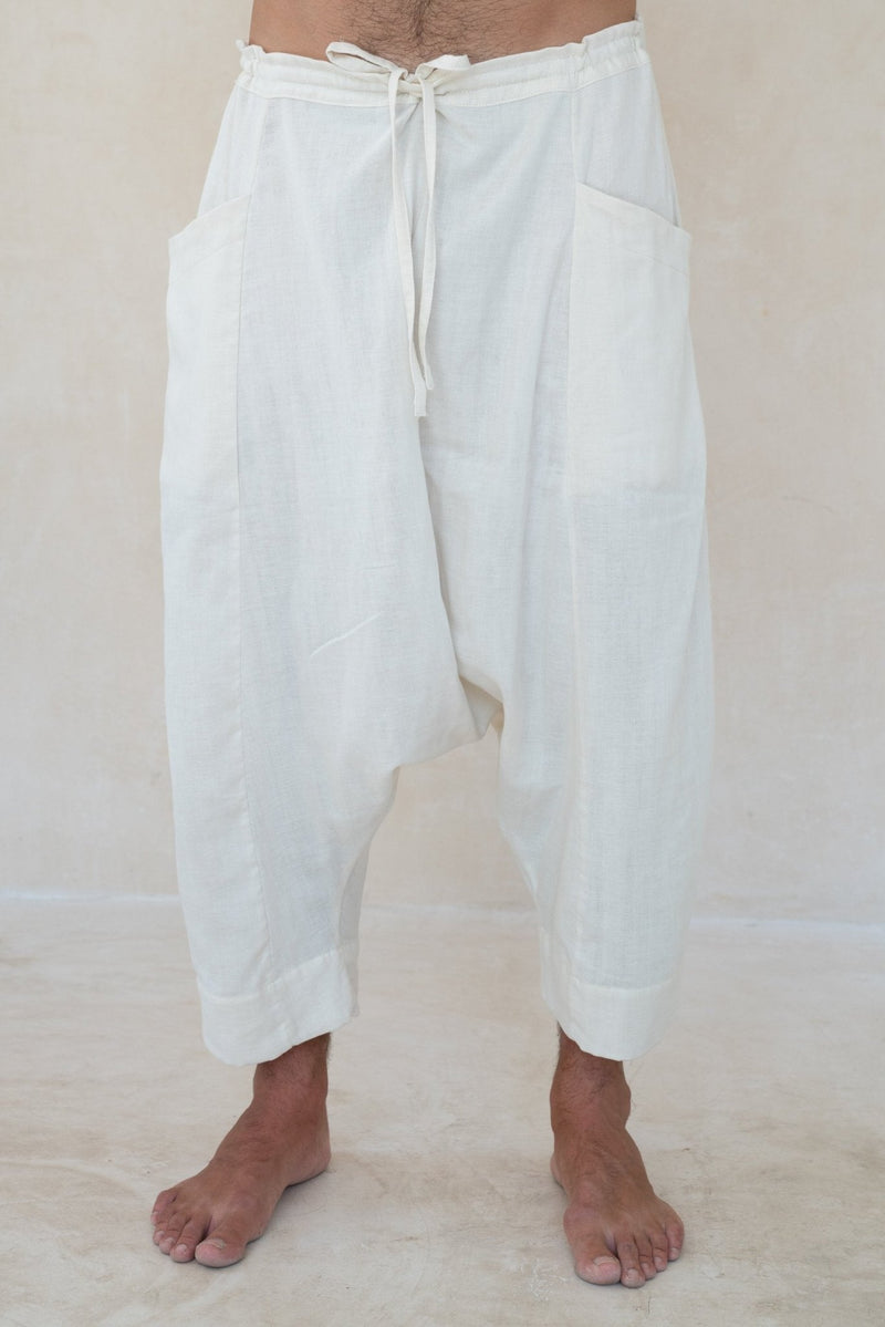 White Mandarin Pants - YEVA WORLD