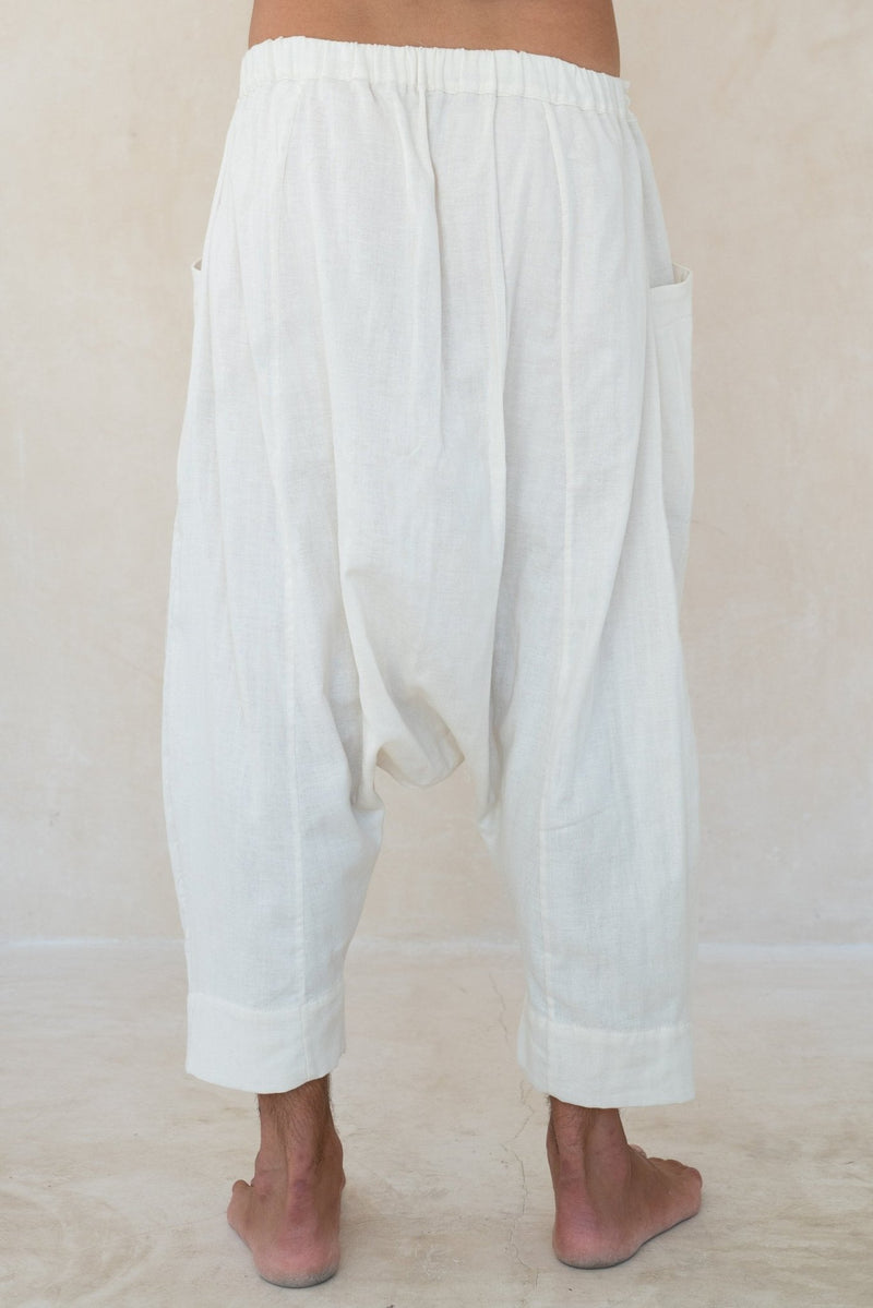 White Mandarin Pants - YEVA WORLD